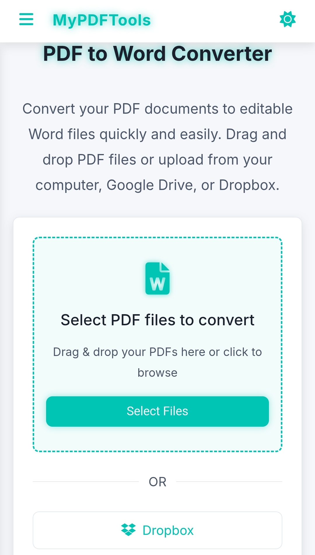 Screenshot of MyPDFTools PDF to Word Converter Tool