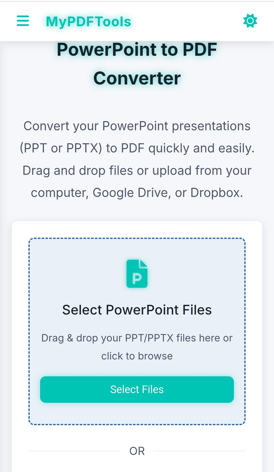 Screenshot of MyPDFTools PowerPoint to PDF Converter Tool