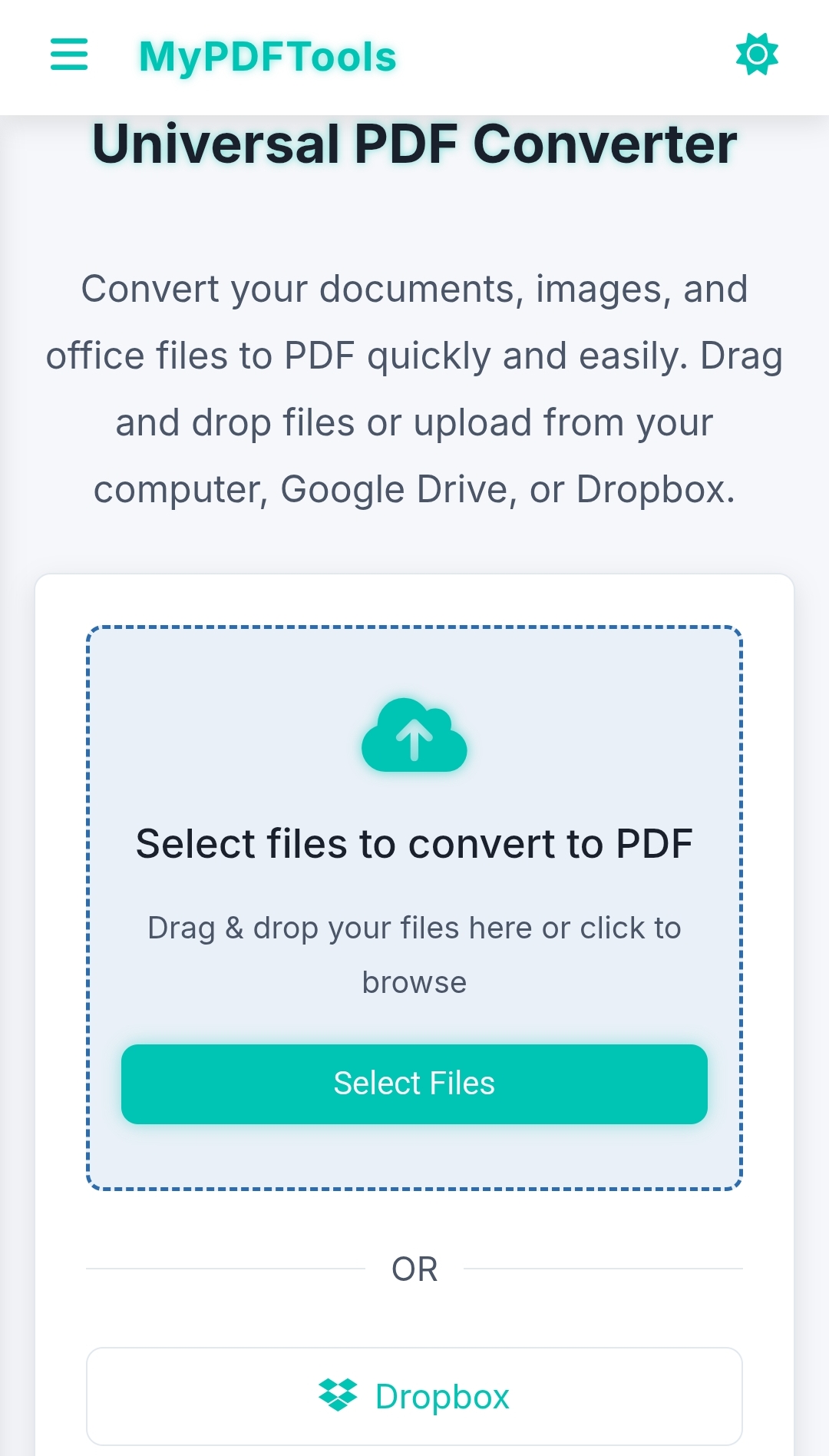 Screenshot of MyPDFTools Universal Converter Tool