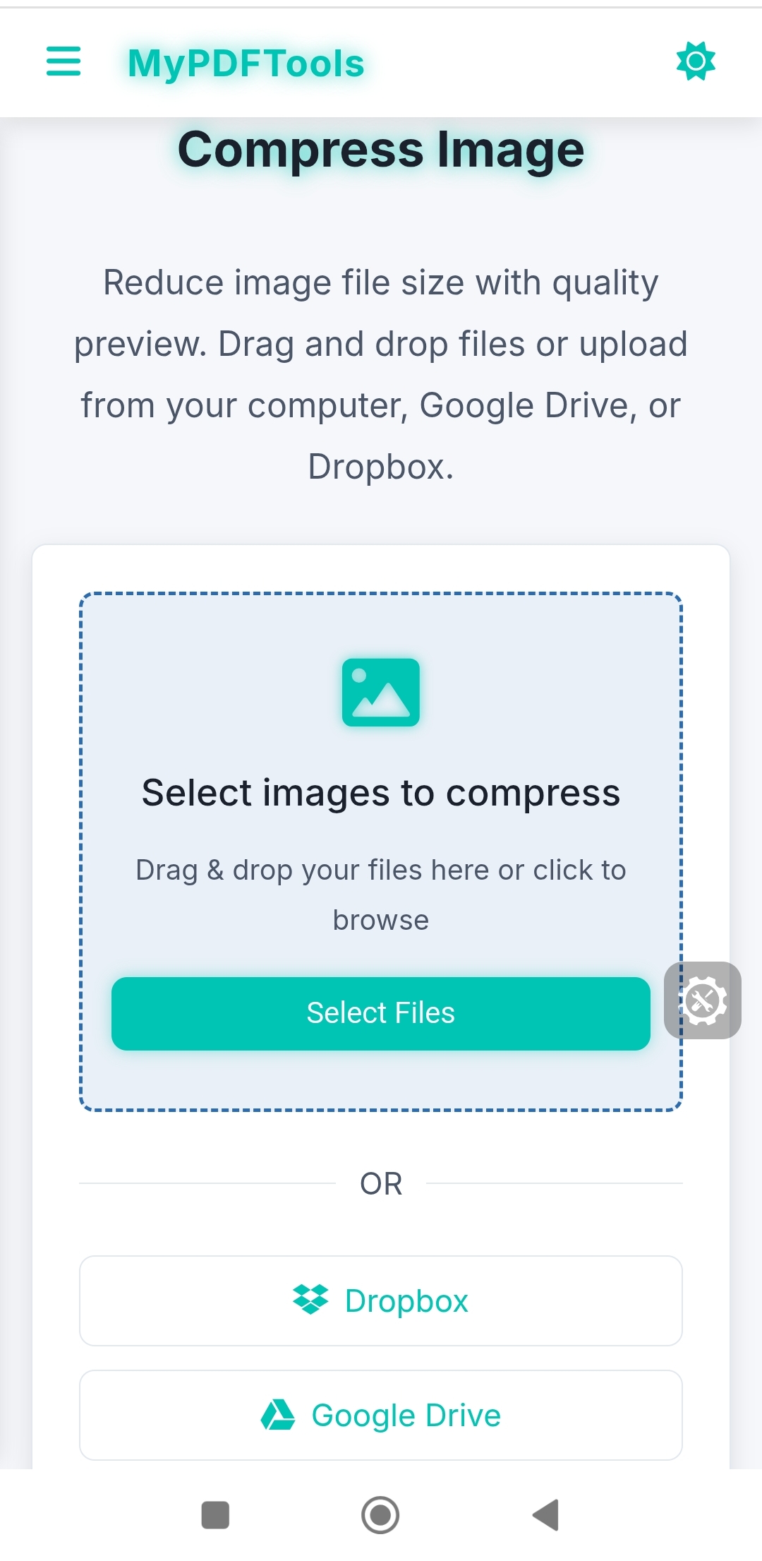 Screenshot of MyPDFTools Image Compressor Tool
